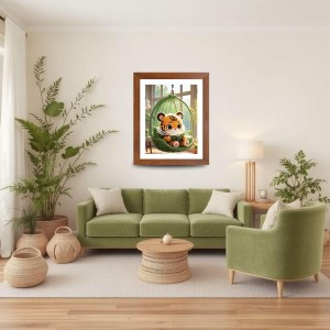 AI Funny Cute Baby Tiger Art Picture for Kids - 16x20 inches, Brown Color - Perfect Wall Decor for Children's Room