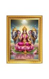 Devi Varalakshmi Photo Frame - 10x14 Inches, Brown Wooden Frame for Home, Office & Temple Decoration