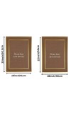 Classic Brown Wooden Photo Frame with Golden Border | Empty Picture Frame for Wall & Table Décor | Suitable for Photo, Certificate & Artwork Display | (Set of 2) (2,20x16) (22x18)