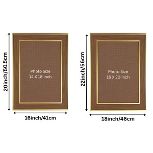 Classic Brown Wooden Photo Frame with Golden Border | Empty Picture Frame for Wall & Table Décor | Suitable for Photo, Certificate & Artwork Display | (Set of 2) (2,20x16) (22x18) Classic Brown Wooden Photo Frame with Golden Border | Empty Picture Frame for Wall & Table Décor | Suitable for Photo, Certificate & Artwork Display | (Set of 2) (2,20x16) (22x18)