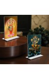 Lord Vishnu & Baba Lakhsmi Acrylic T-Style Photo Stand, Compact and Stylish Spiritual Display, easily change 2 photos (Pack of 1)