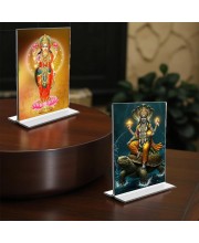 Lord Vishnu & Baba Lakhsmi Acrylic T-Style Photo Stand - 11x13 Inches, Compact and Stylish Spiritual Display, easily change 2 photos (Pack of 1)