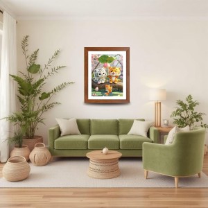 AI Funny Cute Cat Art Picture for Kids - 12x16 inches, Brown Color - Perfect Wall Decor for Children's Room