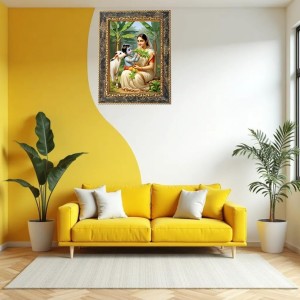Krishna Yashoda Digital Print Photo 6.7x8.7 inches - Vibrant Religious Wall Art for Home or Office Decor.