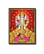 Lakshmi & Ganesh Laminated Photo - 13x15 Inches, Divine Blessings for Home & Office and Temple Decoration