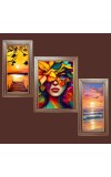 3-Pack Beautiful nature painting Photo Frames - 2 Pieces 6x13 Inch & 1 Piece 10x13 Inch - Rustic Wall Art for Home & Office Decor - Botanical Wall Hanging for Living Room, Bedroom, or Workspace