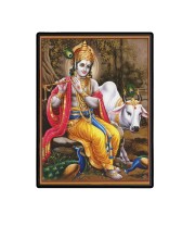 Krishna Laminated Photo - 5x7 Inches, Divine Blessings for Home & Office and Temple Decoration