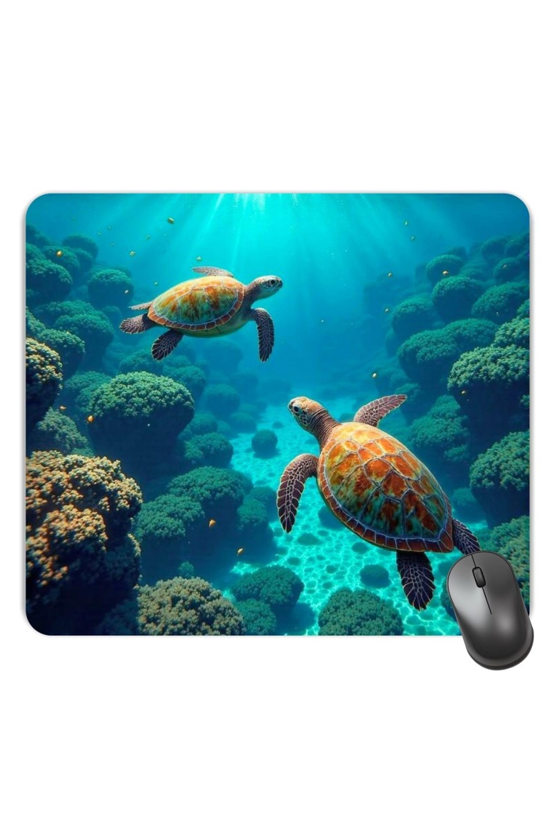 Customized Beautiful Turtles Picture Sublimation Mouse Pad | 8 X 7.5 Inch | Smooth Cloth Surface | Non-Slip Rubber Base | Personalized Mousepad for Laptop & Desktop (F17303)