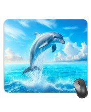 Customized Beautiful Dolphin Picture Sublimation Mouse Pad | 8 X 7.5 Inch | Smooth Cloth Surface | Non-Slip Rubber Base | Personalized Mousepad for Laptop & Desktop (F17143)