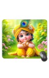 Customized Cute Little Krishna Picture Sublimation Mouse Pad | 8 X 7.5 Inch | Smooth Cloth Surface | Non-Slip Rubber Base | Personalized Mousepad for Laptop & Desktop (F17001)