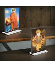 Swami Vivekananda & Guru Nanak Acrylic T-Style Photo Stand - 11x13 Inches, Compact and Stylish Spiritual Display, easily change 2 photos (Pack of 1)