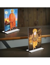 Swami Vivekananda & Guru Nanak Acrylic T-Style Photo Stand - 9x11 Inches, Compact and Stylish Spiritual Display, easily change 2 photos (Pack of 1)