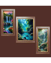3-Pack Hidden Waterfalls of the Wild Photo Frames - 2 Pieces 6x13 Inch & 1 Piece 10x13 Inch - Rustic Wall Art for Home & Office Decor - Botanical Wall Hanging for Living Room, Bedroom, or Worksp