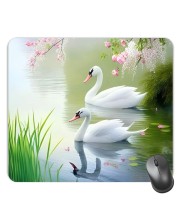 Customized Beautiful Swans Picture Sublimation Mouse Pad | 8 X 7.5 Inch | Smooth Cloth Surface | Non-Slip Rubber Base | Personalized Mousepad for Laptop & Desktop (F17149)