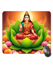 Customized Lakshmi Devi Picture Sublimation Mouse Pad | 8 X 7.5 Inch | Smooth Cloth Surface | Non-Slip Rubber Base | Personalized Mousepad for Laptop & Desktop (F17013)