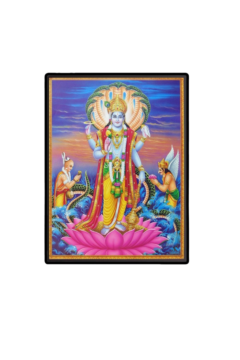 Vishnu Laminated Photo - 5x7 Inches, Divine Blessings for Home & Office and Temple Decoration
