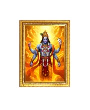 Lord Narayan Photo Frame - 10x14 Inches, Brown Wooden Frame for Home, Office & Temple Decoration