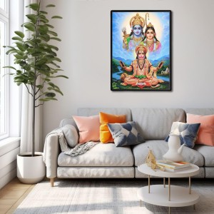 Hanuman with Ram Sita Laminated Photo - 13x15 Inches, Divine Blessings for Home & Office and Temple Decoration Hanuman with Ram Sita Laminated Photo - 13x15 Inches, Divine Blessings for Home & Office and Temple Decoration