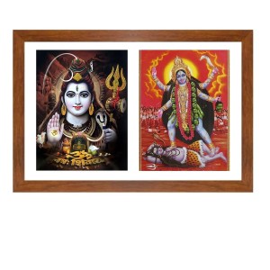 Lord shiva and goddess mahakali Photo Frame - 13x17Inches - Spiritual Artwork for Home Decor, Puja Room and Office Decoration