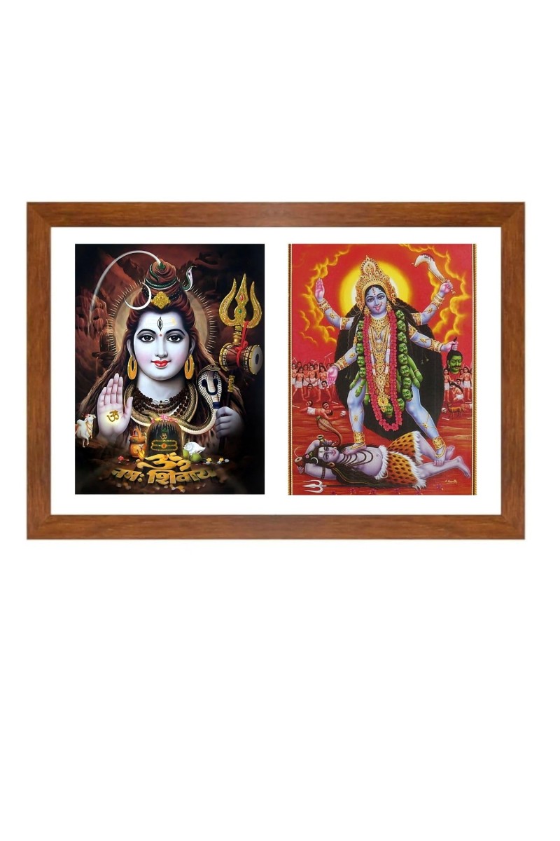 Lord shiva and goddess mahakali Photo Frame - 15x19Inches - Spiritual Artwork for Home Decor, Puja Room and Office Decoration