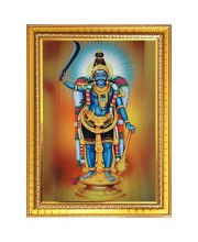 God Karuppusamy Photo Frame - 10x14 Inches, Brown Wooden Frame for Home, Office & Temple Decoration