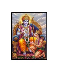 Sri Ram Hanuman Laminated Photo (7x9 Inches Without glass) Divine Blessings for Table and Walls,Home & Office and Temple Decoration