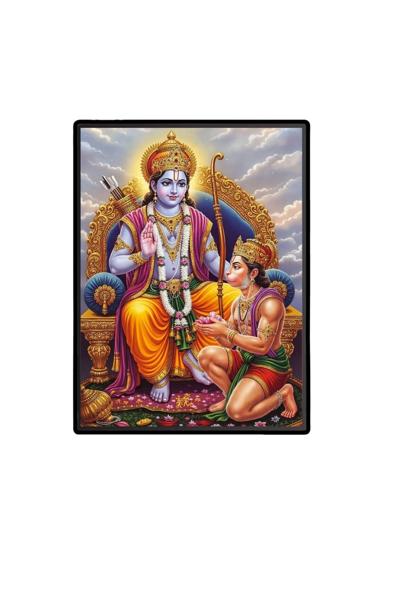 Sri Ram Hanuman Laminated Photo (7x9 Inches Without glass) Divine Blessings for Table and Walls,Home & Office and Temple Decoration
