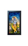 Hitech Sales Shree Krishna Wall-Mount Polystyrene Photo Frame Home Pooja Room, Decoration and Gifting, 9.6 x 15.6 inches Black Frame (Pack of 1, Printed Photo)
