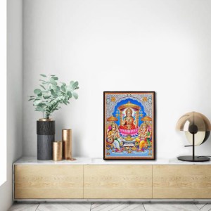 Lakshmi Saraswati & Ganesh Laminated Photo - 11x13 Inches, Divine Blessings for Home & Office and Temple Decoration