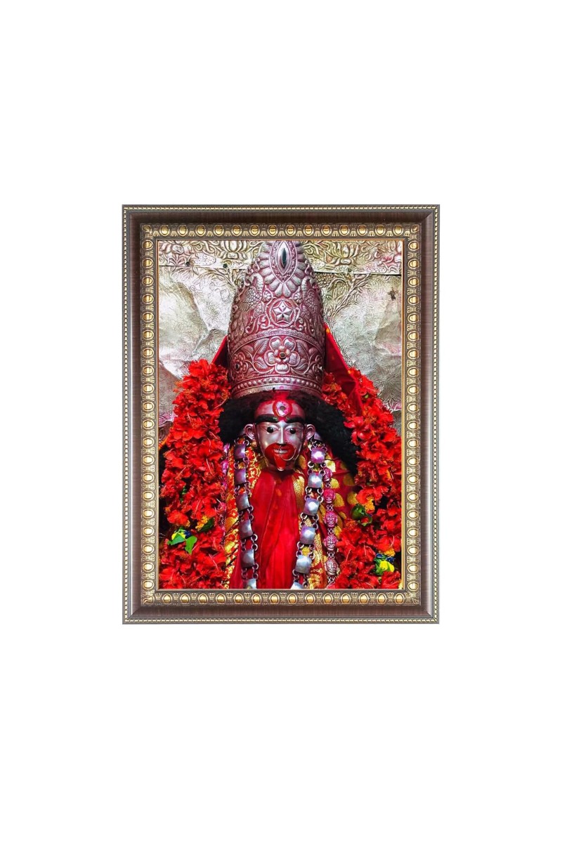 Maa Tara Photo Frame - 10x14 Inches, Brown Wooden Frame for Home, Office & Temple Decoration