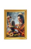 Shiva linga Photo Frame - 14x18 Inches, Brown Wooden Frame for Home, Office & Temple Decoration