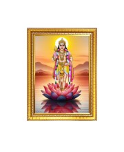 Lord Kartikeya Photo Frame - 10x14 Inches, Brown Wooden Frame for Home, Office & Temple Decoration