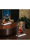 Sri Hanuman & Lord Shiva Lingam Acrylic T-Style Photo Stand, Compact and Stylish Spiritual Display, easily change 2 photos (Pack of 1)