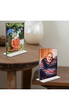 Debi Lokenath Baba & Neem Karoli Baba Acrylic T-Style Photo Stand, Compact and Stylish Spiritual Display, easily change 2 photos (Pack of 1)