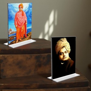 Swami Vivekananda Acrylic T-Style Photo Stand - 7x9 Inches, Compact and Stylish Spiritual Display, easily change 2 photos (Pack of 1) Swami Vivekananda Acrylic T-Style Photo Stand - 7x9 Inches, Compact and Stylish Spiritual Display, easily change 2 photos (Pack of 1)