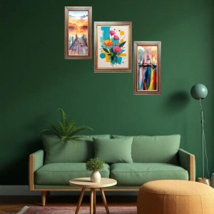 3-Pack Stunning flower painting Photo Frames - 2 Pieces 8x15 Inch & 1 Piece 12x15 Inch - Rustic Wall Art for Home & Office Decor - Botanical Wall Hanging for Living Room, Bedroom, or Workspace