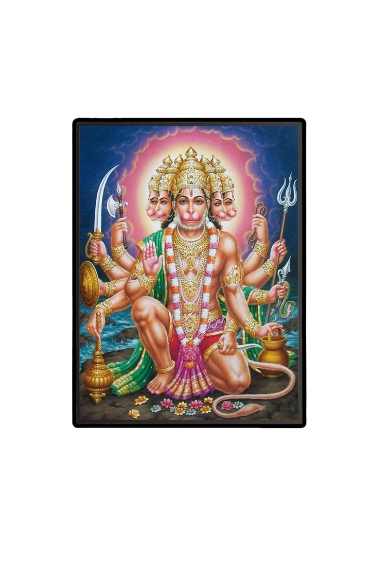 Panchamukhi Sri Hanuman Laminated Photo - 7x9 Inches, Divine Blessings for Home & Office and Temple Decoration