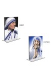Mother Teresa Acrylic T-Style Photo Stand, Compact and Stylish Spiritual Display, easily change 2 photos (Pack of 1)