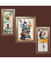 3-Pack Girl power painting Photo Frames - 2 Pieces 10x17 Inch & 1 Piece 14x17 Inch - Rustic Wall Art for Home & Office Decor - Botanical Wall Hanging for Living Room, Bedroom, or Workspace