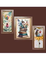 3-Pack Girl power painting Photo Frames - 2 Pieces 8x15 Inch & 1 Piece 12x15 Inch - Rustic Wall Art for Home & Office Decor - Botanical Wall Hanging for Living Room, Bedroom, or Workspace