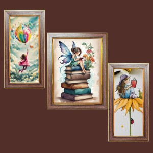 3-Pack Girl power painting Photo Frames - 2 Pieces 14x21 Inch & 1 Piece 18x21 Inch - Rustic Wall Art for Home & Office Decor - Botanical Wall Hanging for Living Room, Bedroom, or Workspace