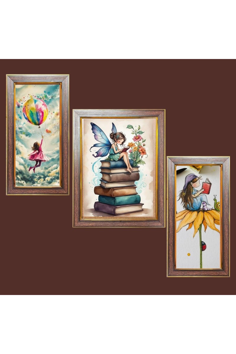 3-Pack Girl power painting Photo Frames - 2 Pieces 10x17 Inch & 1 Piece 14x17 Inch - Rustic Wall Art for Home & Office Decor - Botanical Wall Hanging for Living Room, Bedroom, or Workspace