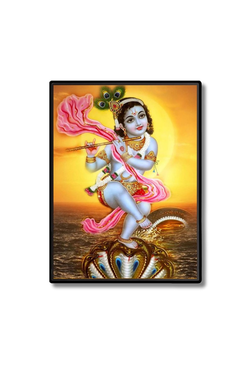 Kaaliya naag With Krishna Laminated Photo - 13x15 Inches, Divine Blessings for Home & Office and Temple Decoration