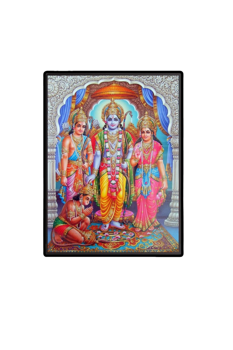 Ram Darbar Laminated Photo - 7x9 Inches, Divine Blessings for Home & Office and Temple Decoration