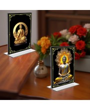 Buddha Acrylic T-Style Photo Stand - 5x7 Inches, Compact and Stylish Spiritual Display, easily change 2 photos (Pack of 1)