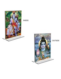 Lord Shiva Acrylic T-Style Photo Stand - 11x13 Inches, Compact and Stylish Spiritual Display, easily change 2 photos (Pack of 1)