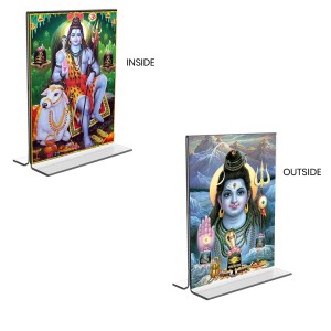 Lord Shiva Acrylic T-Style Photo Stand - 7x9 Inches, Compact and Stylish Spiritual Display, easily change 2 photos (Pack of 1)