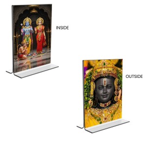 Sri Ram & Ram Lalla Acrylic T-Style Photo Stand - 9x11 Inches, Compact and Stylish Spiritual Display, easily change 2 photos (Pack of 1)