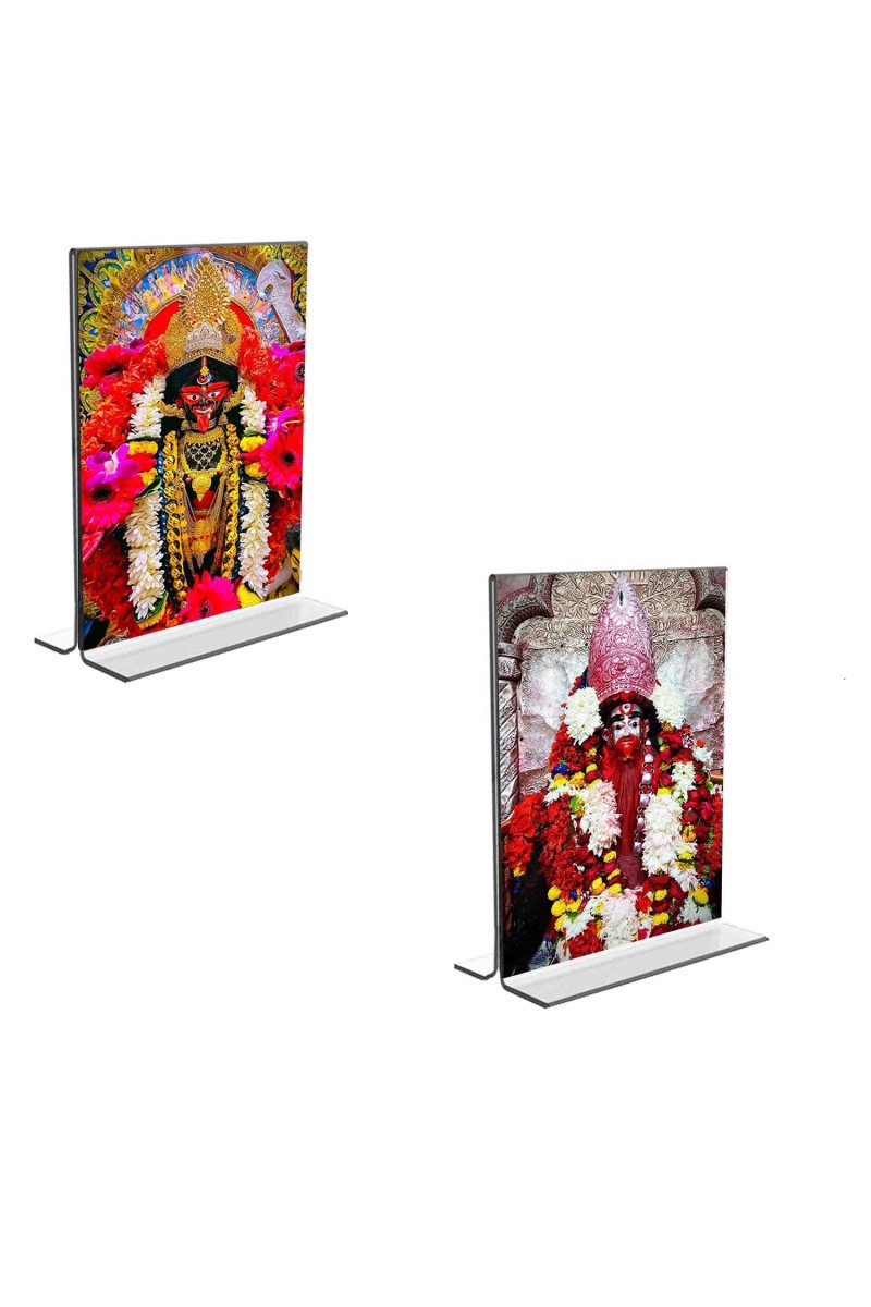 Car Desk/Table Top Maa Tara Acrylic T-Style Photo Stand - 2.5x3.5 Inches, Compact and Stylish Spiritual Display, easily change 2 photos (Pack of 1)