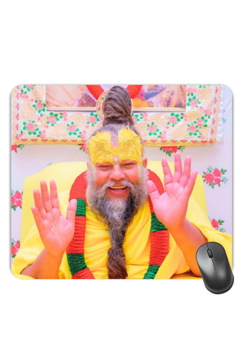 Customized Premanand Govind Sharan Guru Picture Sublimation Mouse Pad | 8 X 7.5 Inch | Smooth Cloth Surface | Non-Slip Rubber Base | Personalized Mousepad for Laptop & Desktop (F17037)